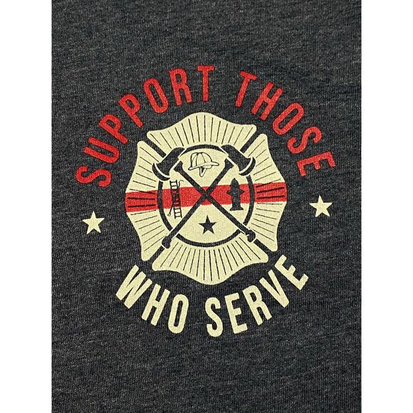 Grunt Style “Support Those Who Serve” Red Line T-Shirt Size Medium Gray NEW - Picture 7 of 7